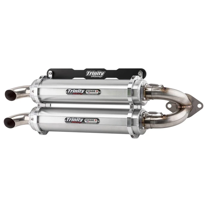 Trinity TR-4165S Stage 5 Dual Slip-on Exhaust, Brushed For Polaris RZR RS1 '18-